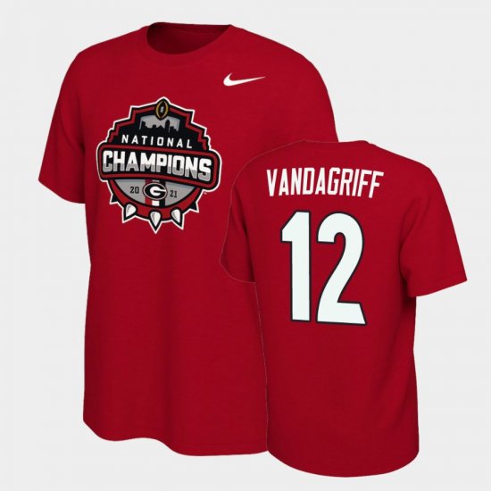 #12 Brock Vandagriff 2021 National Champions University of Georgia Celebration Men\'s Red T-Shirt 407567-714