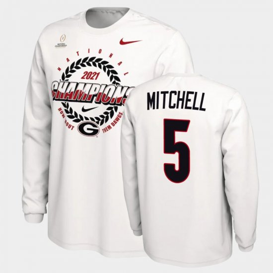 #5 Adonai Mitchell 2021 National Champions University of Georgia Expression Men\'s White T-Shirt 525779-232