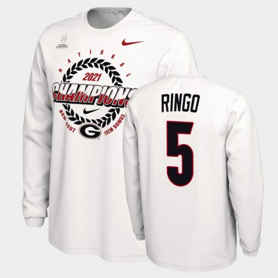 #5 Kelee Ringo 2021 National Champions University of Georgia Expression Men\'s White T-Shirt 890150-495