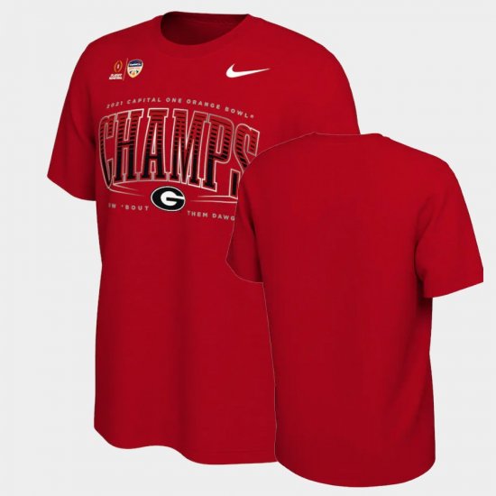 College Football Georgia 2021 Orange Bowl Champions Locker Room Men\'s Red T-Shirt 364349-457