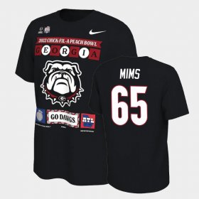 #65 Amarius Mims College Football Georgia Bulldogs 2022 Peach Bowl Men Black T-Shirt 832921-688