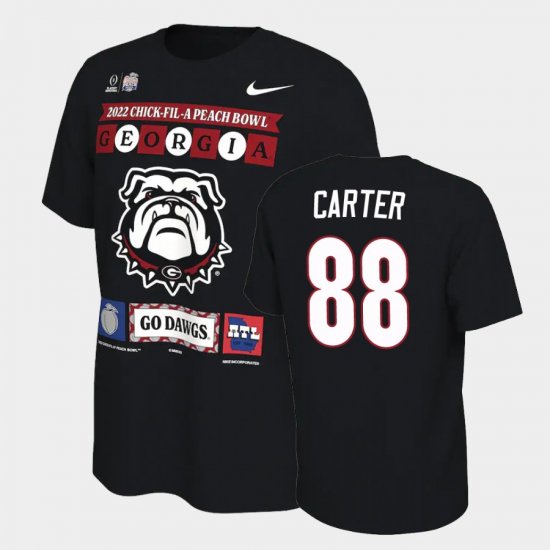 #88 Jalen Carter College Football University of Georgia 2022 Peach Bowl Men\'s Black T-Shirt 420485-240
