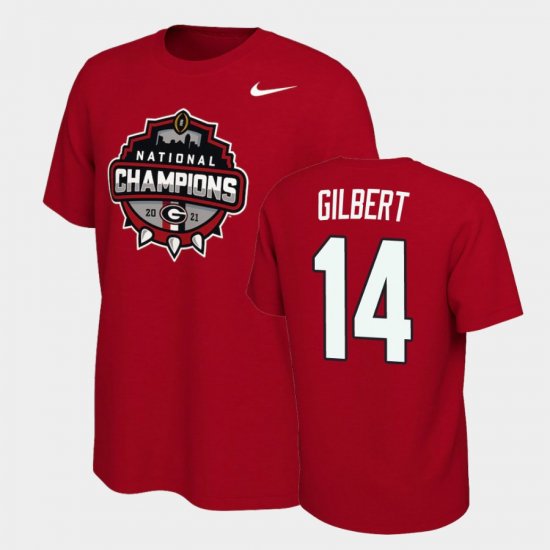 #14 Arik Gilbert 2021 National Champions Georgia Celebration Mens Red T-Shirt 235151-713