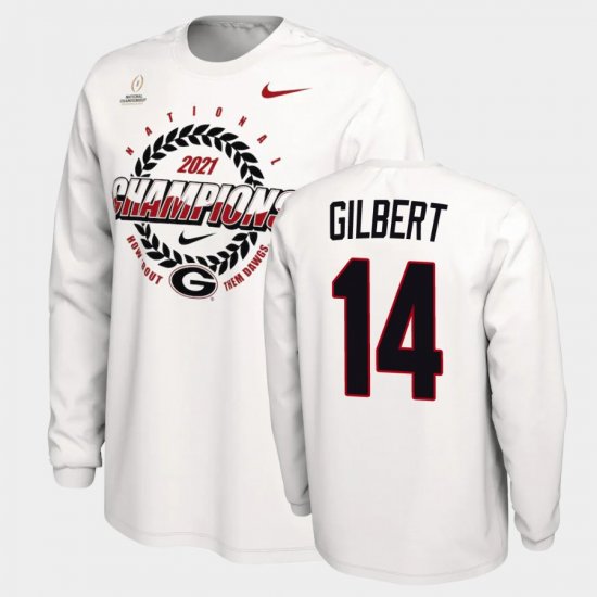 #14 Arik Gilbert 2021 National Champions Georgia Bulldogs Expression Men White T-Shirt 814063-201