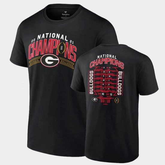 College Football UGA Bulldogs 2021 CFP National Champions Schedule Men Black T-Shirt 760127-635