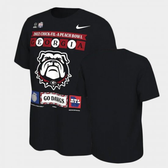 College Football Georgia 2022 Peach Bowl Illustrated Men\'s Black T-Shirt 402747-231