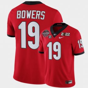 #19 Brock Bowers College Football Georgia Bulldogs 2021-22 CFP National Champions Mens Red Jersey 421498-744