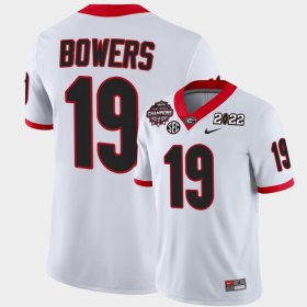 #19 Brock Bowers College Football Georgia 2021-22 CFP National Champions Men White Jersey 412606-256