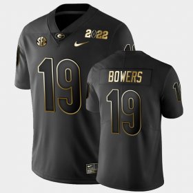 #19 Brock Bowers 2021 National Champions UGA Bulldogs Golden Mens Black Jersey 310232-317