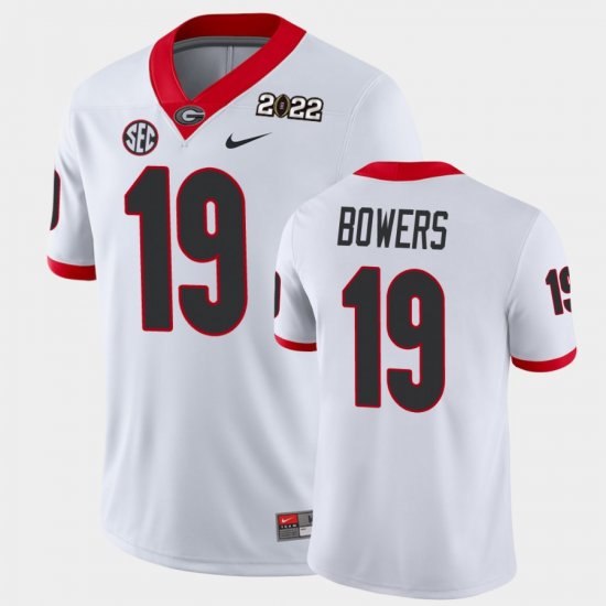 #19 Brock Bowers 2021 National Champions University of Georgia Game Men White Jersey 367799-560