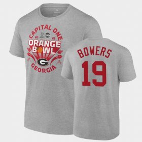 #19 Brock Bowers 2021 Orange Bowl Georgia Bulldogs CFP Men Gray T-Shirt 698108-349