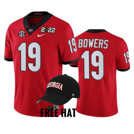 #19 Brock Bowers College Football Georgia Bulldogs 2021 Orange Bowl Champions CFP Men\'s Red Jersey 475242-792