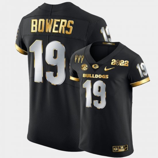 #19 Brock Bowers College Football UGA Bulldogs 3X CFP National Champions Golden Limited Mens Black Jersey 901267-658