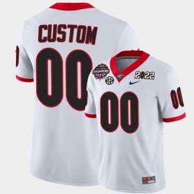 #00 Custom College Football UGA Bulldogs 2021-22 CFP National Champions Mens White Jersey 451928-337