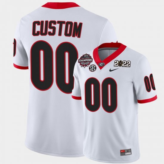 #00 Custom College Football UGA Bulldogs 2021-22 CFP National Champions Mens White Jersey 451928-337