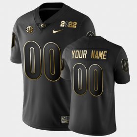 #00 Custom 2021 National Champions UGA Bulldogs Golden Mens Black Jersey 116215-631