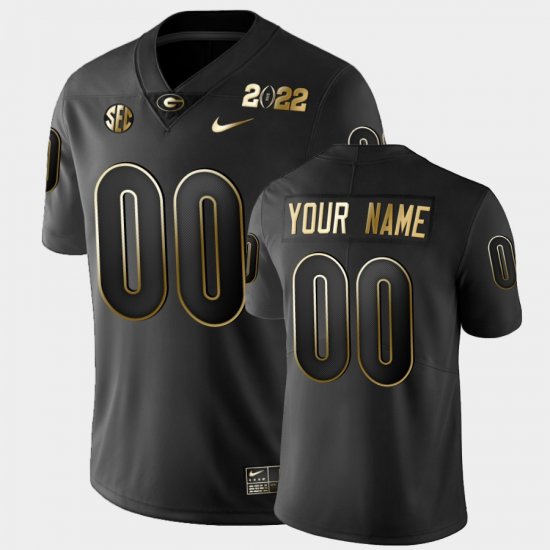 #00 Custom 2021 National Champions UGA Bulldogs Golden Mens Black Jersey 116215-631