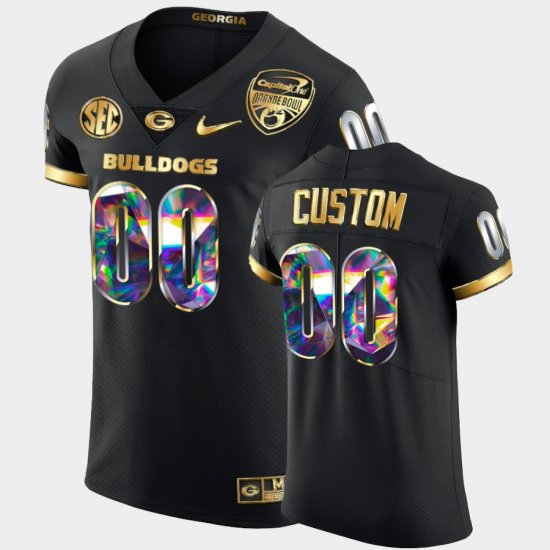 #00 Custom 2021 Orange Bowl Georgia Golden Diamond Edition Mens Black Jersey 386610-370