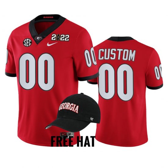 #00 Custom College Football UGA Bulldogs 2021 Orange Bowl Champions CFP Mens Red Jersey 989462-319