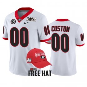 #00 Custom College Football UGA Bulldogs 2021 Orange Bowl Champions CFP Mens White Jersey 247771-195