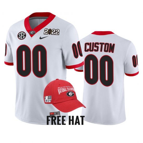 #00 Custom College Football UGA Bulldogs 2021 Orange Bowl Champions CFP Mens White Jersey 247771-195