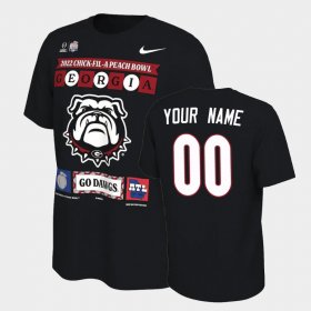 #00 Custom College Football Georgia 2022 Peach Bowl Mens Black T-Shirt 140392-669