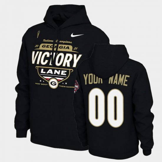 #00 Custom 2021 National Champions University of Georgia Locker Room Men\'s Black Hoodie 677604-606