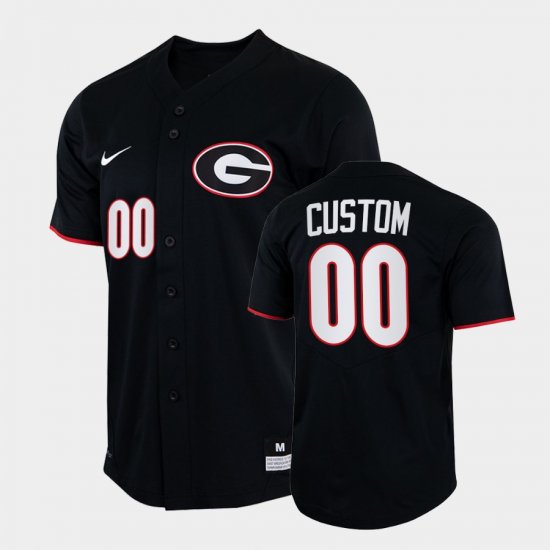 #00 Custom College Baseball Georgia Bulldogs 2022 Full-Button Men\'s Black Jersey 887381-422