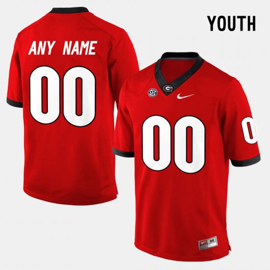#00 Custom College Limited Football UGA Youth Red Jersey 150508-258