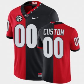 #00 Custom Split Edition University of Georgia Mascot 100th Anniversary Mens Red Black Jersey 730741-517
