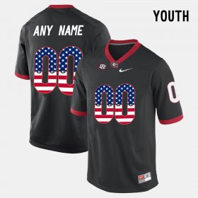 #00 Custom US Flag Fashion Georgia Bulldogs Youth Black Jersey 869614-798