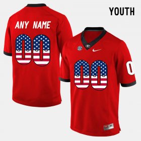 #00 Custom US Flag Fashion University of Georgia Youth Red Jersey 228594-610