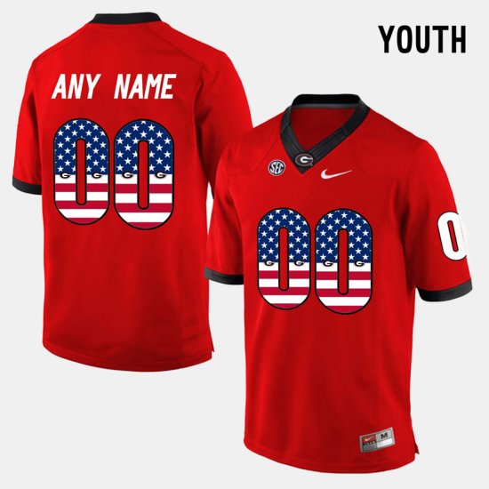#00 Custom US Flag Fashion University of Georgia Youth Red Jersey 228594-610