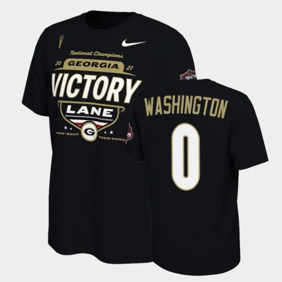 #0 Darnell Washington 2021 National Champions Georgia Bulldogs Locker Room Mens Black T-Shirt 443584-509