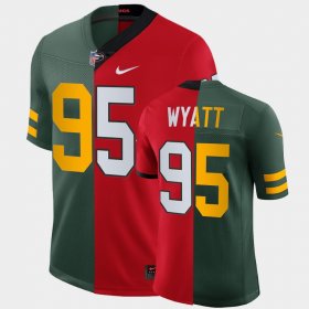 #95 Devonte Wyatt 2022 NFL Draft UGA Bulldogs Dual Teams Split Men's Green Red Jersey 272370-936