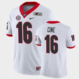 #16 Lewis Cine 2021 National Champions UGA Game Men's White Jersey 989746-525