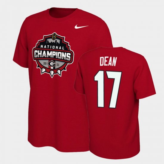#17 Nakobe Dean 2021 National Champions UGA Celebration Men Red T-Shirt 973825-885