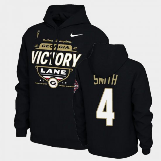 #4 Nolan Smith 2021 National Champions UGA Locker Room Mens Black Hoodie 294194-796