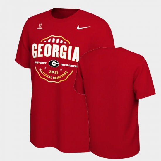 College Football UGA 2021 CFP National Champions Celebration Mens Red T-Shirt 932737-504