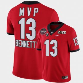 #13 Stetson Bennett College Football Georgia Bulldogs 2021-22 CFP National Champions MVP Men's Red Jersey 217403-124