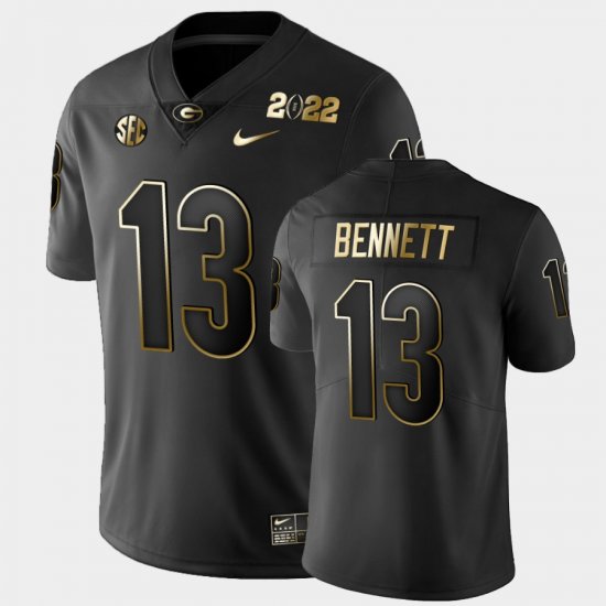 #13 Stetson Bennett 2021 National Champions UGA Golden Men\'s Black Jersey 545596-568
