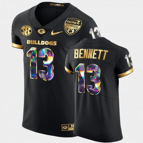 #13 Stetson Bennett 2021 Orange Bowl Georgia Golden Diamond Edition Mens Black Jersey 612925-977