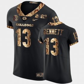 #13 Stetson Bennett College Football Georgia Bulldogs 2022 Playoff Python Skin Mens Black Jersey 303409-766