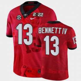 #13 Stetson Bennett College Football Georgia 2022 National Championship Decisive Highlights Men's red Jersey 375759-918