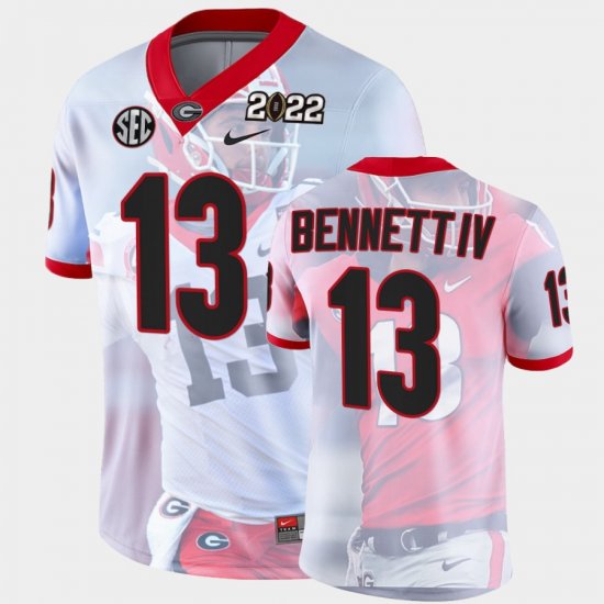 #13 Stetson Bennett College Football UGA 2022 National Championship Decisive Highlights Mens White Jersey 236407-207