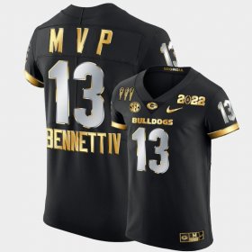 #13 Stetson Bennett College Football University of Georgia 3X CFP National Champions Golden Limited Men's Black Jersey 134254-401