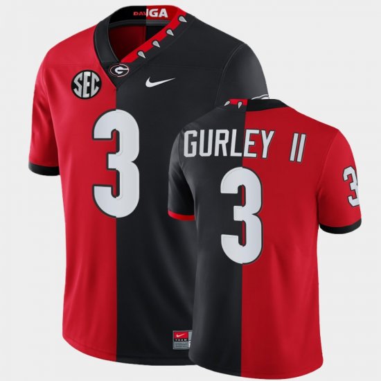 #3 Todd Gurley II Split Edition Georgia 100th Season NFL Alumni Men Red Black Jersey 453195-318