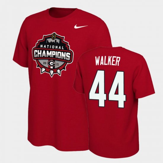 #44 Travon Walker 2021 National Champions University of Georgia Celebration Mens Red T-Shirt 806615-623