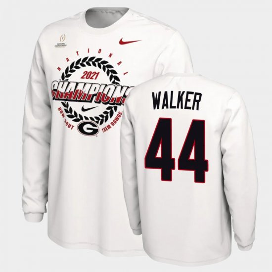 #44 Travon Walker 2021 National Champions UGA Expression Men\'s White T-Shirt 799182-458