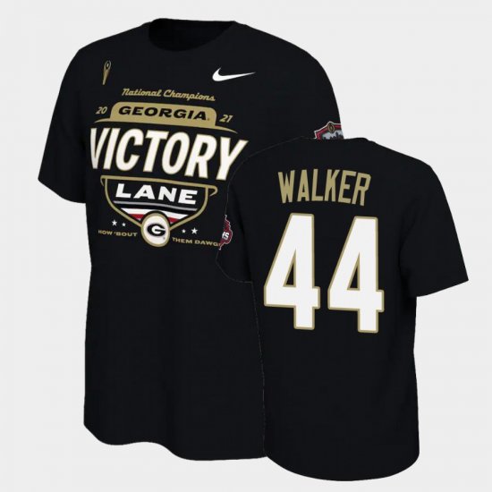 #44 Travon Walker 2021 National Champions Georgia Locker Room Men Black T-Shirt 222953-722